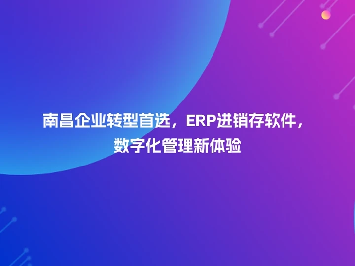 南昌企业转型首选，ERP进销存软件，数字化管理新体验