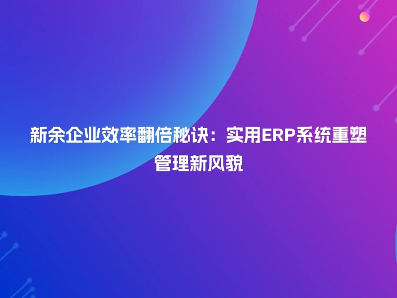 新余企业效率翻倍秘诀：实用ERP系统重塑管理新风貌