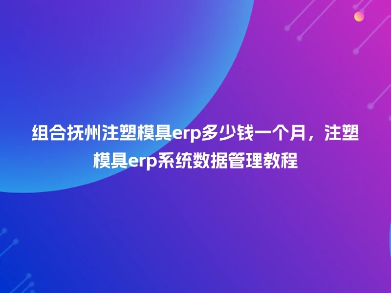 组合抚州注塑模具erp多少钱一个月，注塑模具erp系统数据管理教程