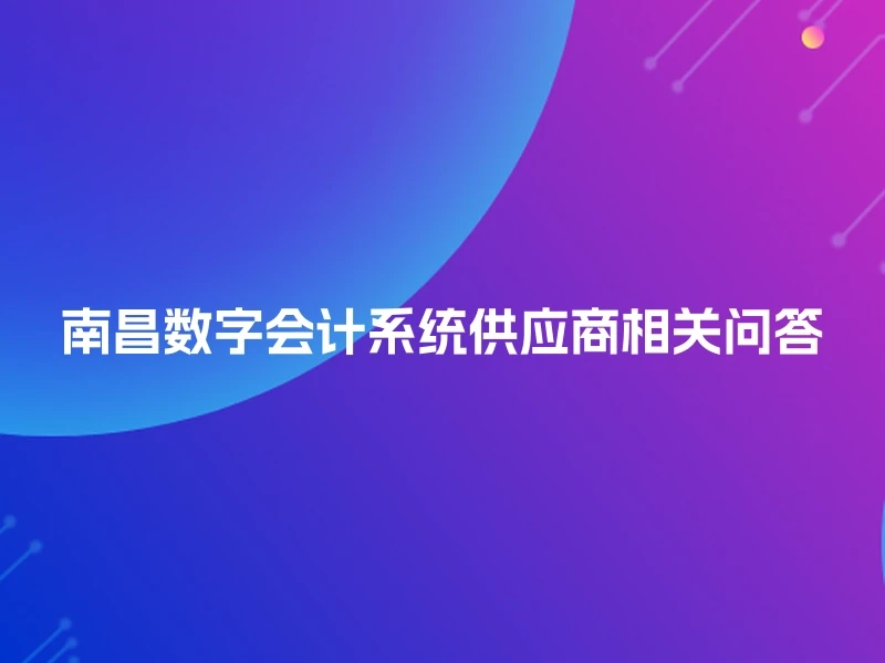 南昌数字会计系统供应商相关问答