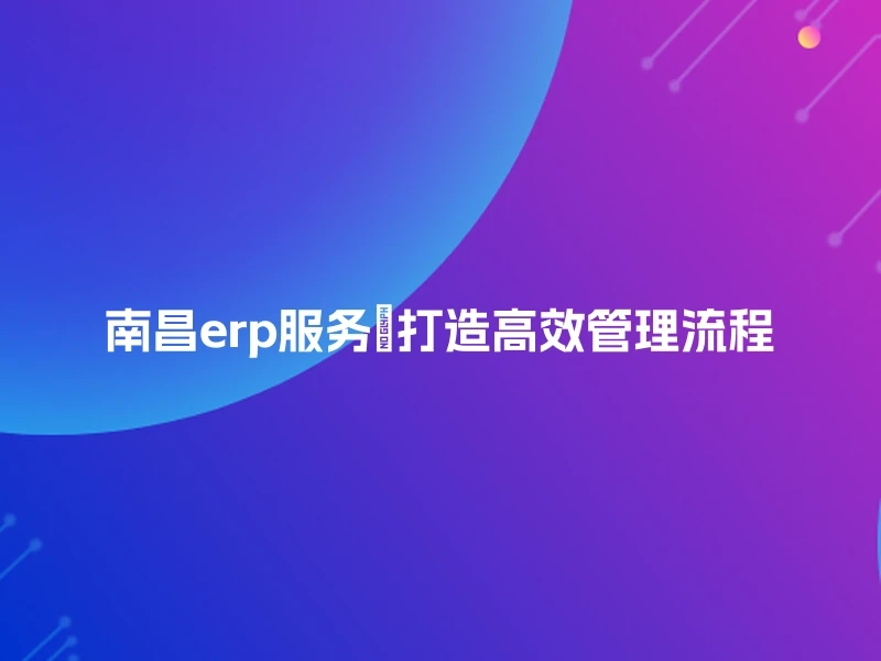 南昌erp服务💼打造高效管理流程