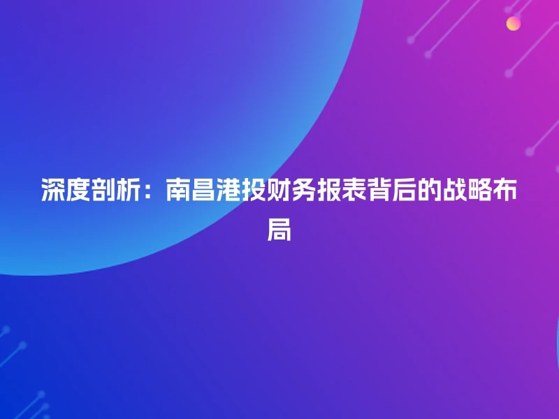 深度剖析：南昌港投财务报表背后的战略布局