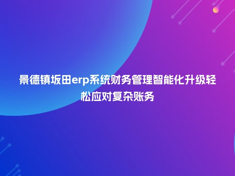 景德镇坂田erp系统财务管理智能化升级轻松应对复杂账务