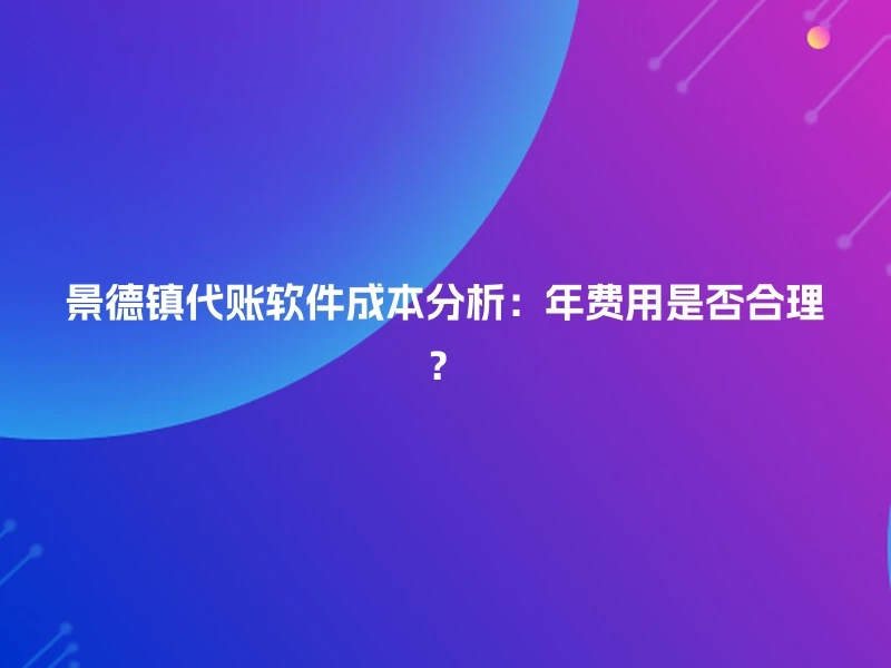 景德镇代账软件成本分析：年费用是否合理？