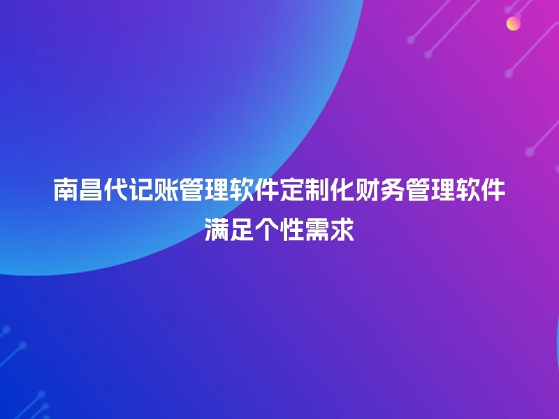 南昌代记账管理软件定制化财务管理软件满足个性需求